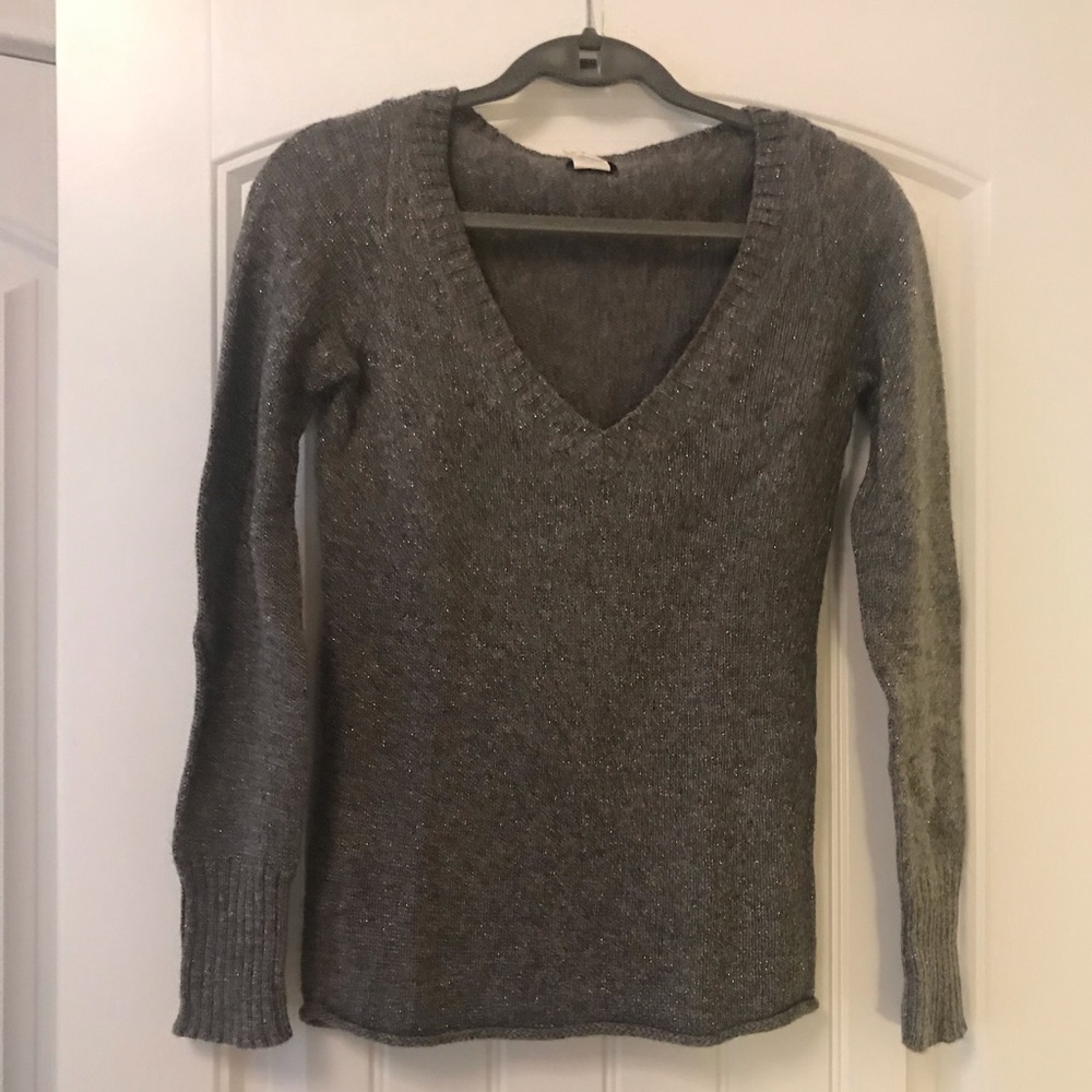 Metallic vneck sweater